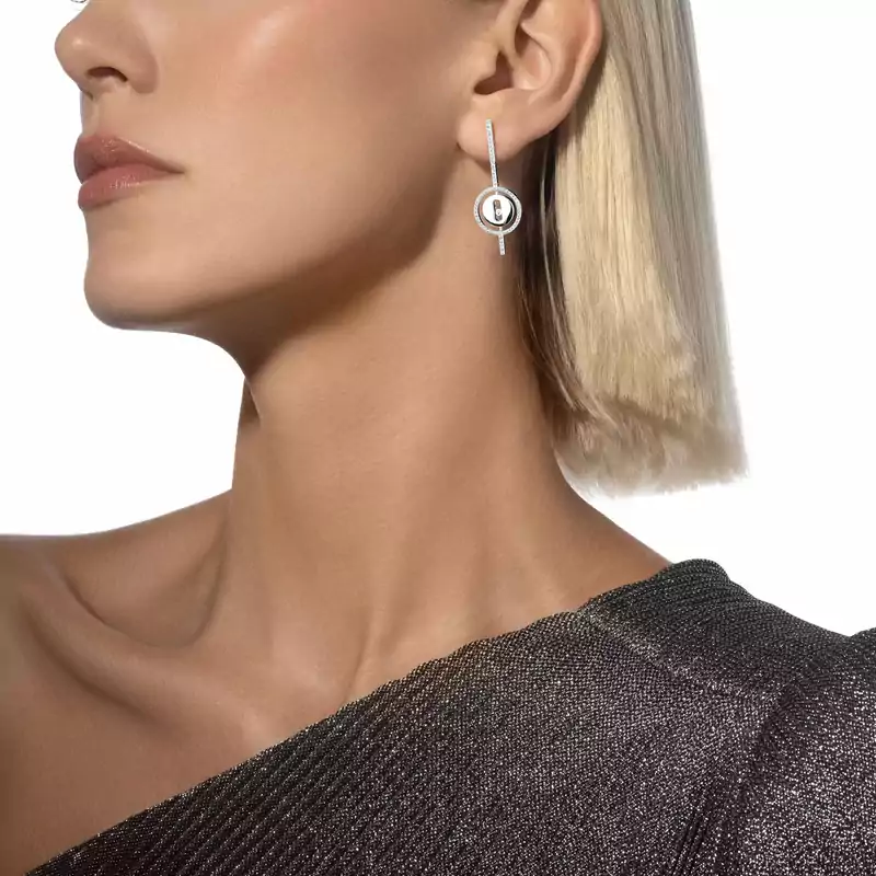 Earrings For Her White Gold Diamond Lucky Move Arrow 07516-WG
