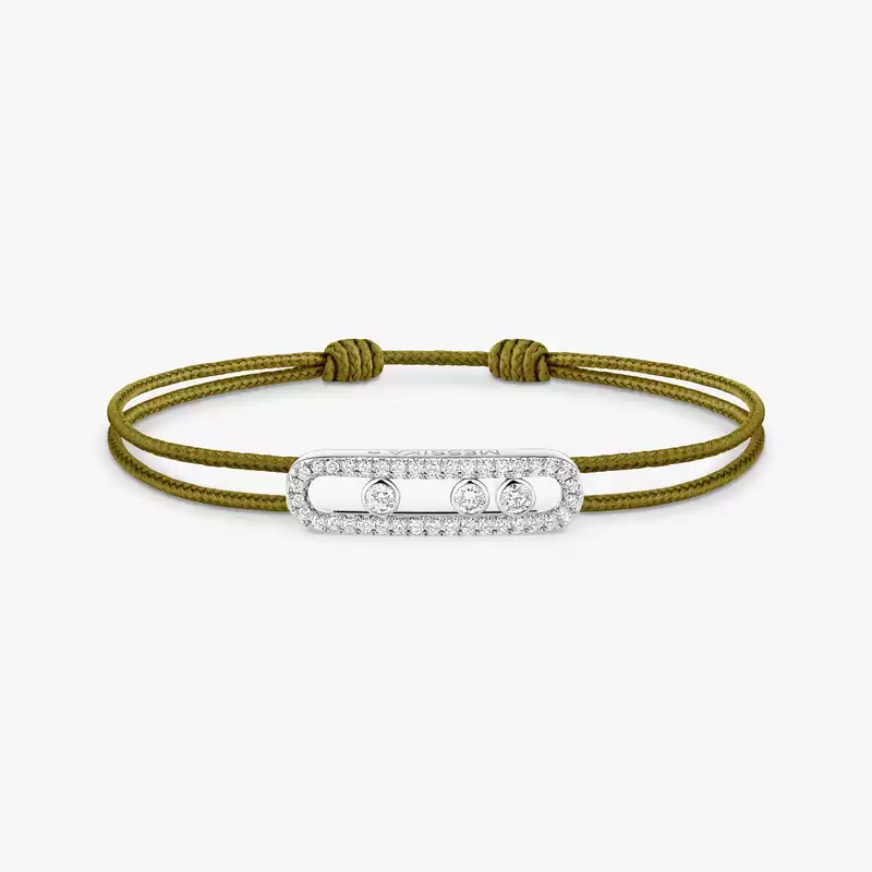 Messika CARE(S) Khaki Cord Pavé Bracelet White Gold For Her Diamond Bracelet 14100-WG