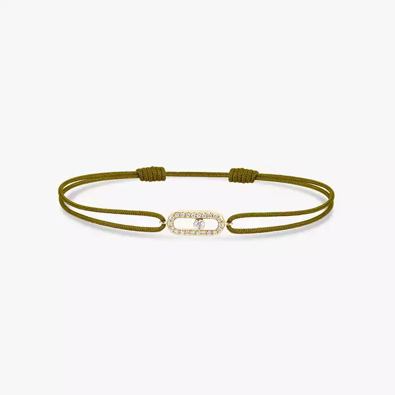 Move Uno Khaki Cord Bracelet Yellow Gold For Her Diamond Bracelet 13860-YG