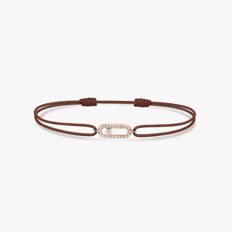 Move Uno Chocolate Cord Bracelet Pink Gold For Her Diamond Bracelet 13858-PG