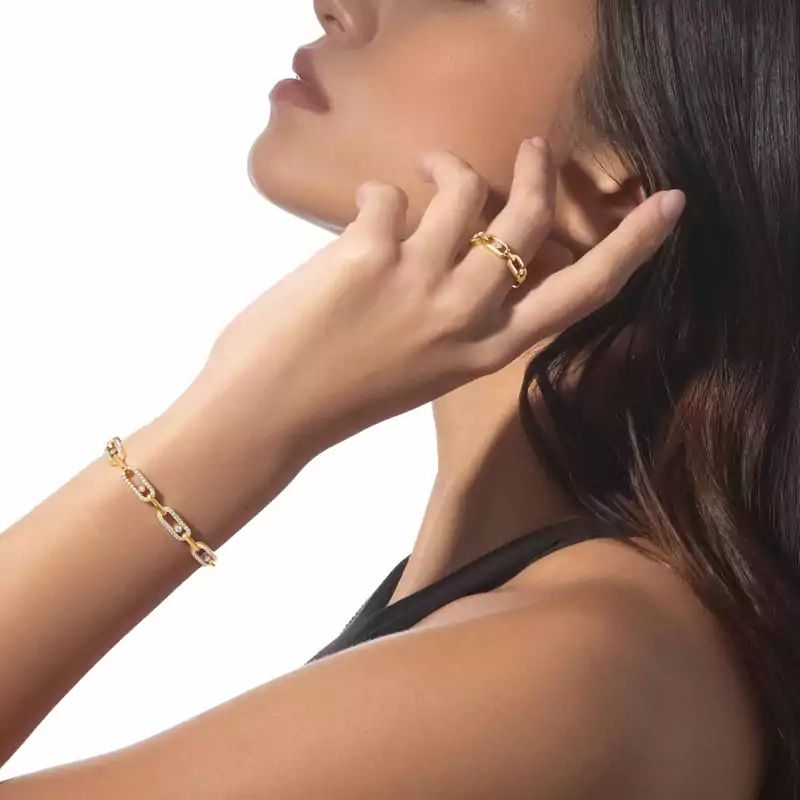 Bracelet For Her Yellow Gold Diamond Move Link Multi 12187-YG