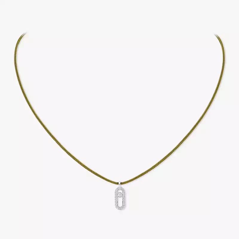 Messika CARE(S) Khaki Cord Pavé Necklace White Gold For Her Diamond Necklace 14103-WG