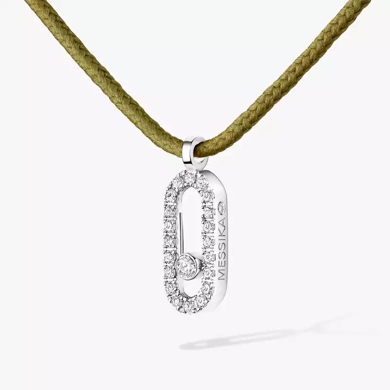 ネックレス 女性への ホワイトゴールド ダイヤモンド  《メシカ ケア（ズ）》パヴェ カーキ コルドン 14103-WG
