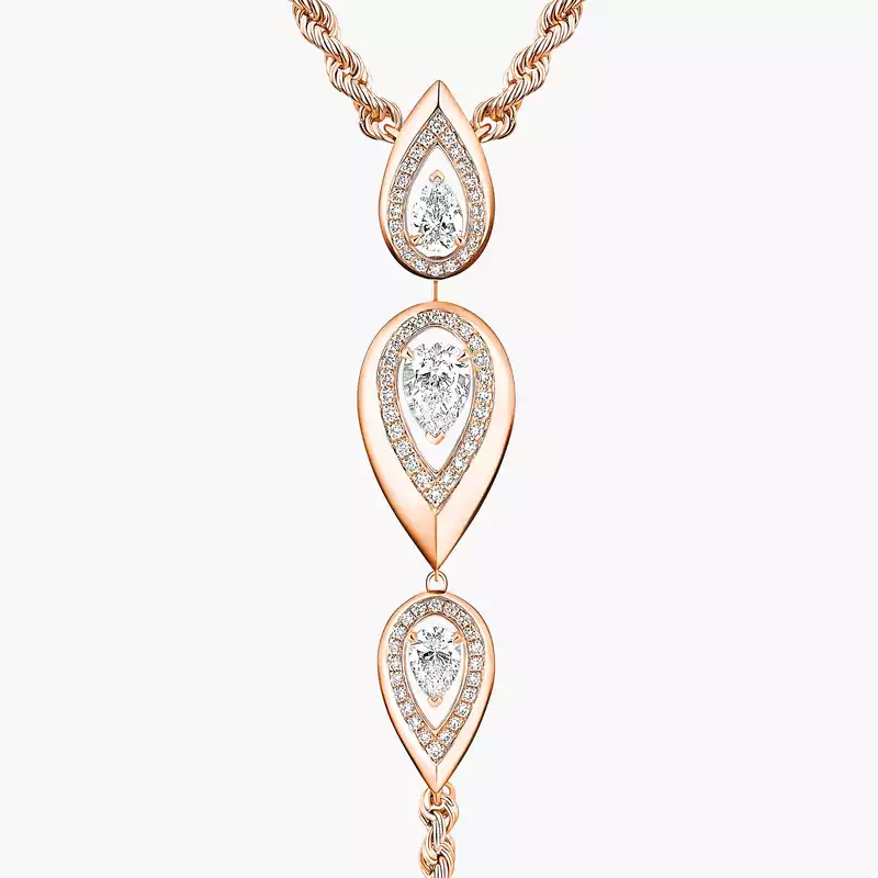 Necklace For Her Pink Gold Diamond Fiery Tie Necklace 13793-PG