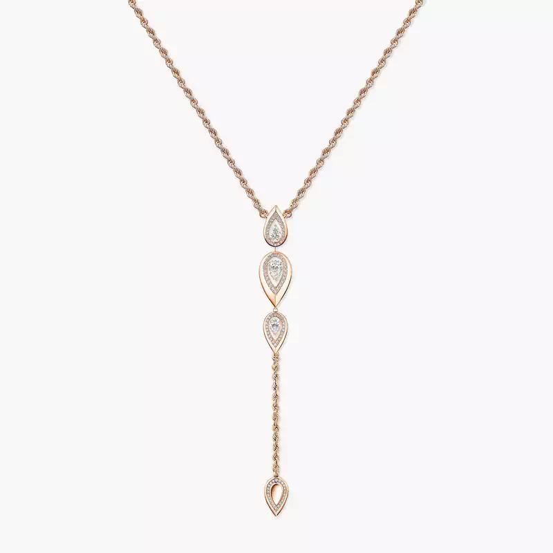 Necklace For Her Pink Gold Diamond Fiery Tie Necklace 13793-PG