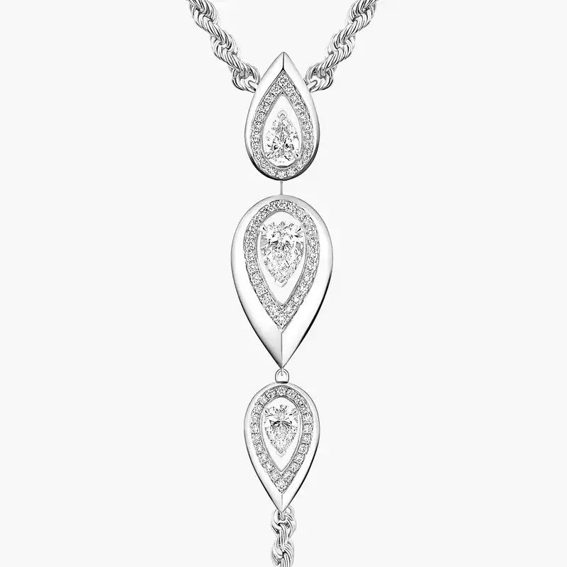 Collier Femme Or Blanc Diamond Fiery Cravate 13793-WG