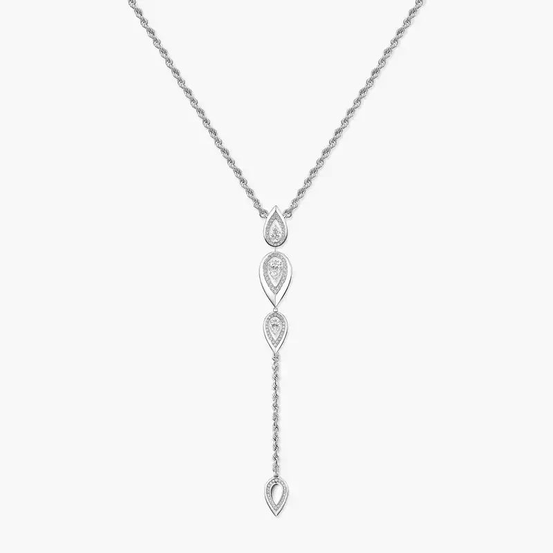 Collier Femme Or Blanc Diamond Fiery Cravate 13793-WG