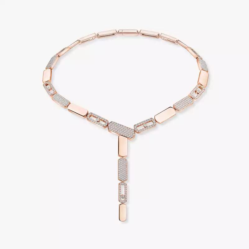 Imperial Move SM Tie Necklace Pink Gold For Her Diamond Necklace 14220-PG