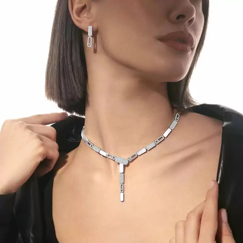 Necklace For Her White Gold Diamond Imperial Move SM Tie Necklace 14220-WG