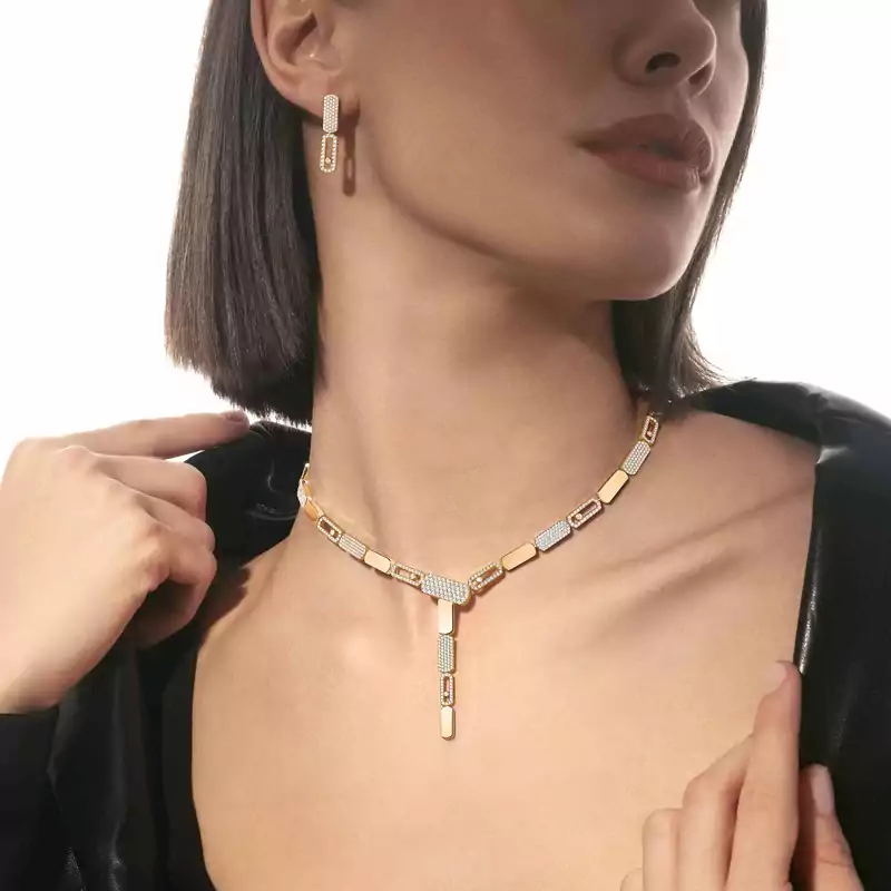 Necklace For Her Pink Gold Diamond Imperial Move SM Tie Necklace 14220-PG