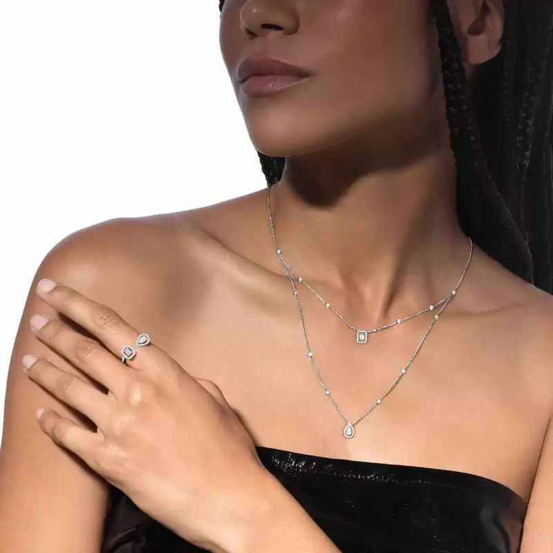 Collar Mujer Oro blanco Diamante My Twin 2 Cadenas 06506-WG