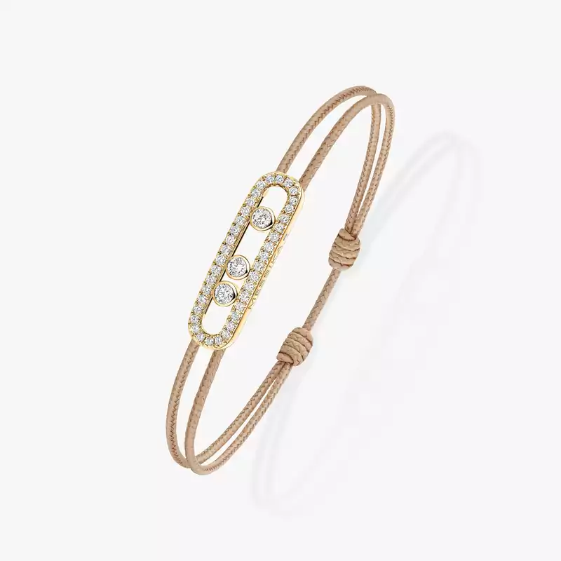 Messika CARE(S) Beige Pavé Cord Bracelet Yellow Gold For Her Diamond Bracelet 14102-YG
