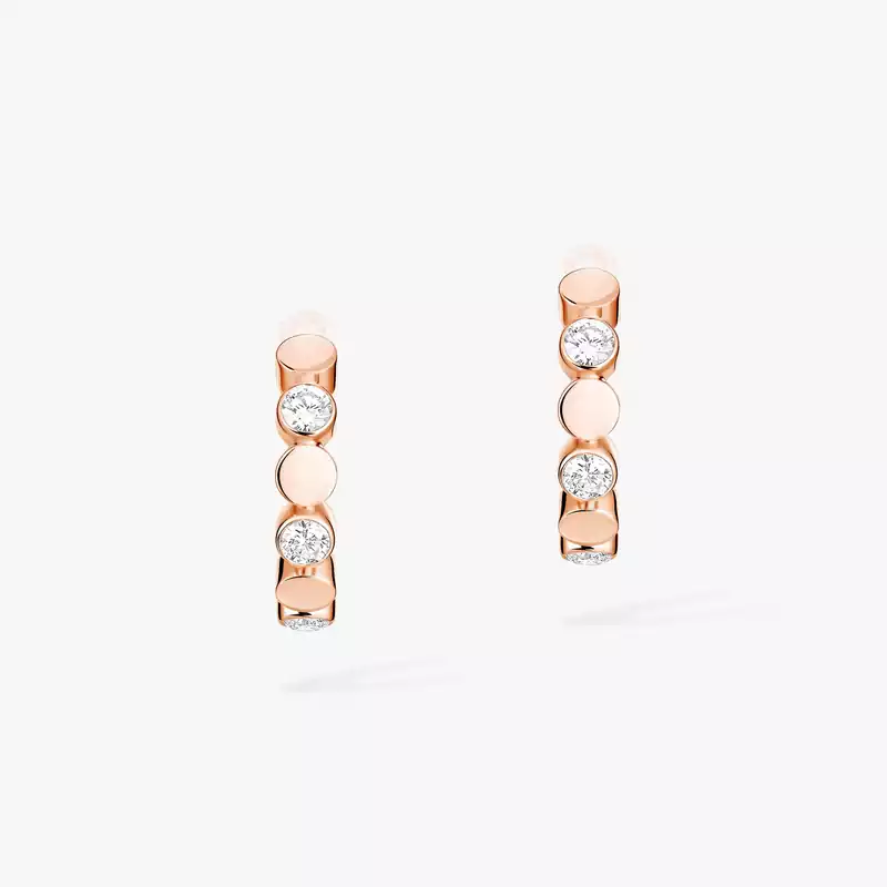 Earrings For Her Pink Gold Diamond D-Vibes Mini Hoop Earrings 13450-PG