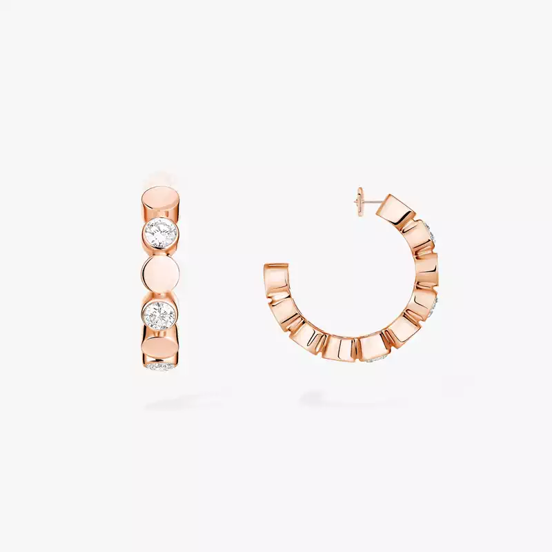 Earrings For Her Pink Gold Diamond D-Vibes Mini Hoop Earrings 13450-PG
