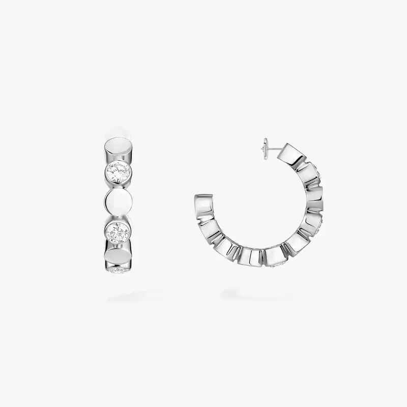 Boucles d'oreilles Femme Or Blanc Diamant Mini Créoles D-Vibes 13450-WG