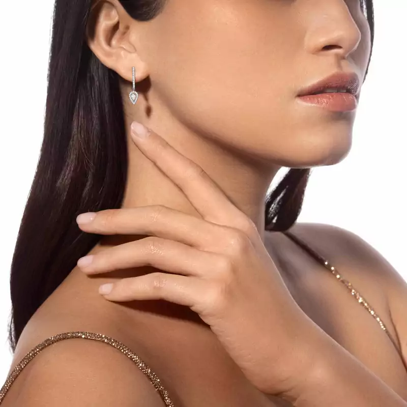 Earrings For Her White Gold Diamond Joy Hoop Earrings Pear Diamond 2x0.10ct 07480-WG
