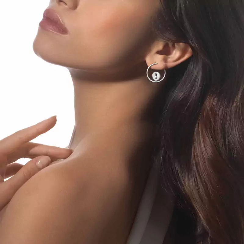 Earrings For Her White Gold Diamond Créoles Lucky Move SM 07515-WG
