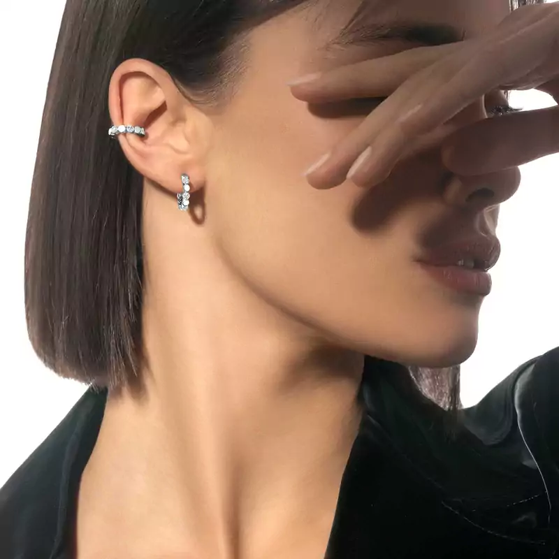 D-Vibes Mono Clip Earring White Gold For Her Diamond Earrings 13151-WG