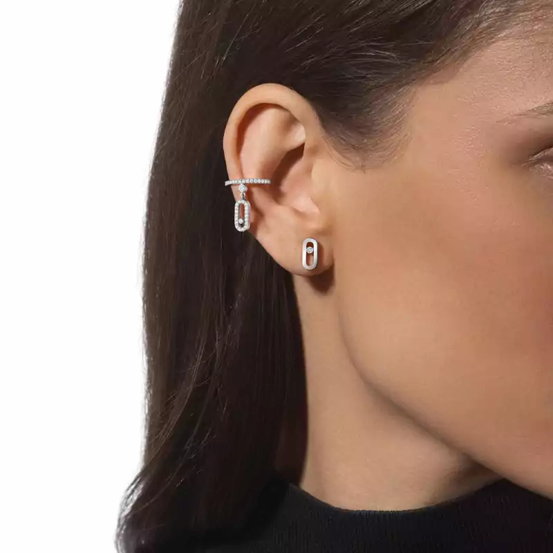 Move Uno Single Clip Pavé Drop Pendant White Gold For Her Diamond Earrings 11162-WG