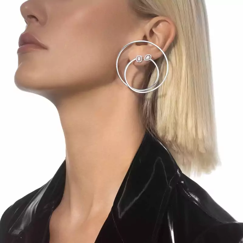 Earrings For Her White Gold Diamond My Twin Mono Hoop 2x0.10ct 07445-WG