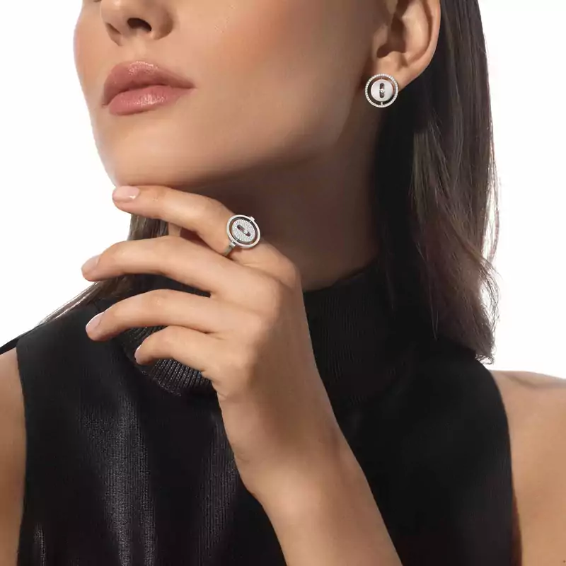 Earrings For Her White Gold Diamond Lucky Move Stud 11571-WG