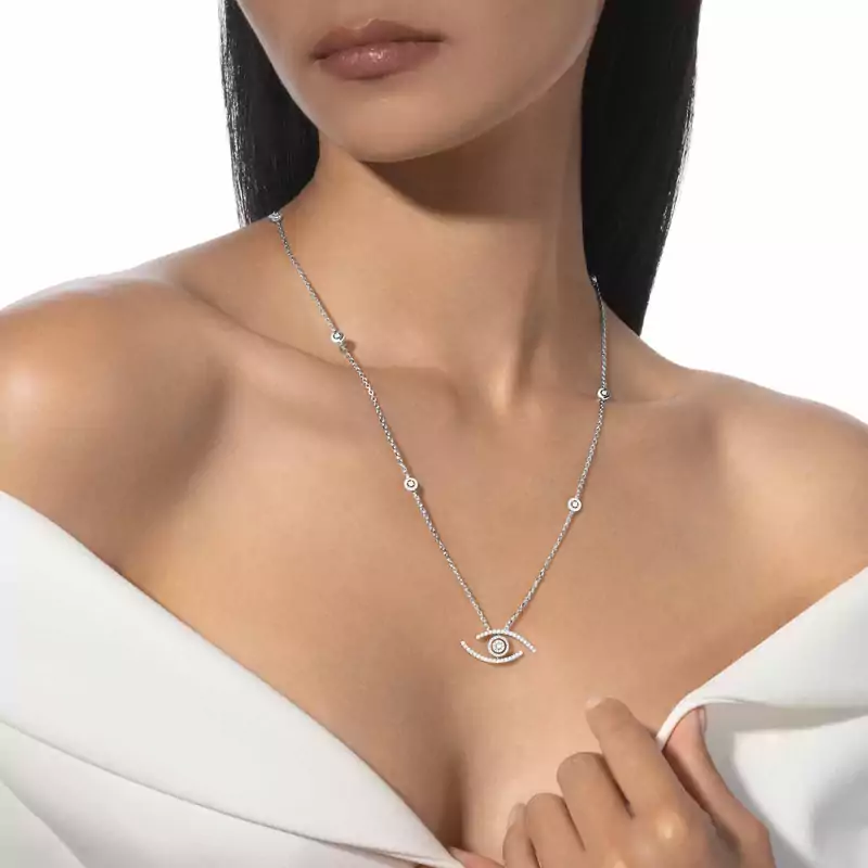 Collar Mujer Oro blanco Diamante Collar con pavé Lucky Eye 11570-WG