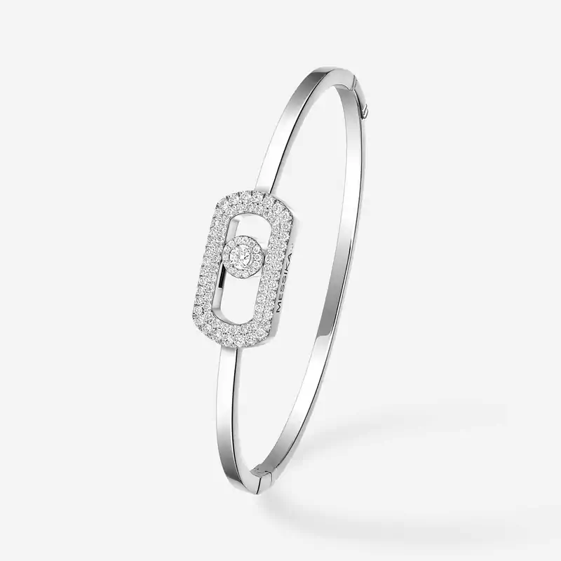 Bracelet Femme Or Blanc Diamant Jonc So Move Pavé 13428-WG