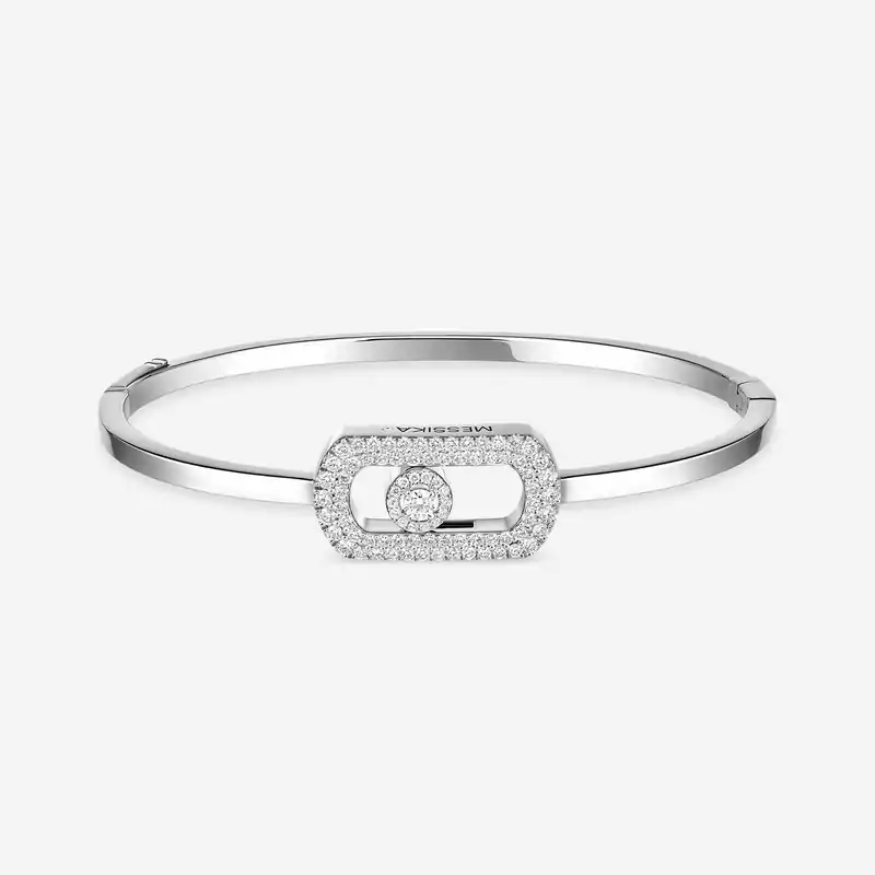 Bracelet Femme Or Blanc Diamant Jonc So Move Pavé 13428-WG