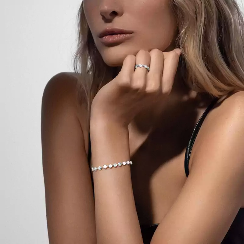 Bracelet Femme Or Blanc Diamant D-Vibes MM 12484-WG