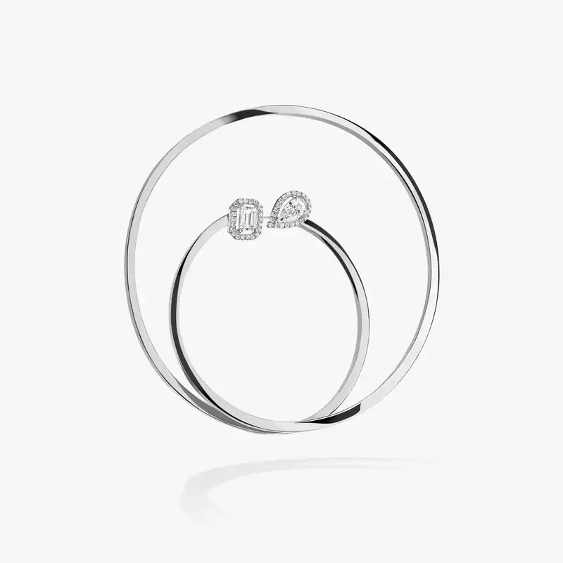 Pendiente Mujer Oro blanco Diamante Pendiente individual de aro en espiral My Twin 0,10 ct x2 07445-WG