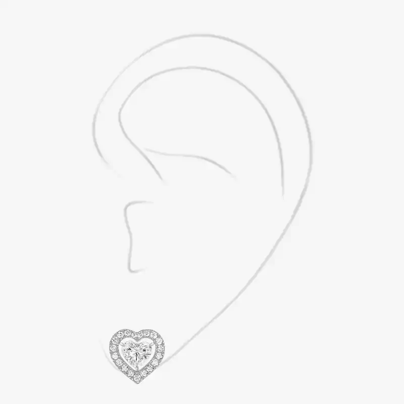 Boucles d'oreilles Femme Or Blanc Diamant Puce d'Oreille Joy cœur 0,15ct 11562-WG