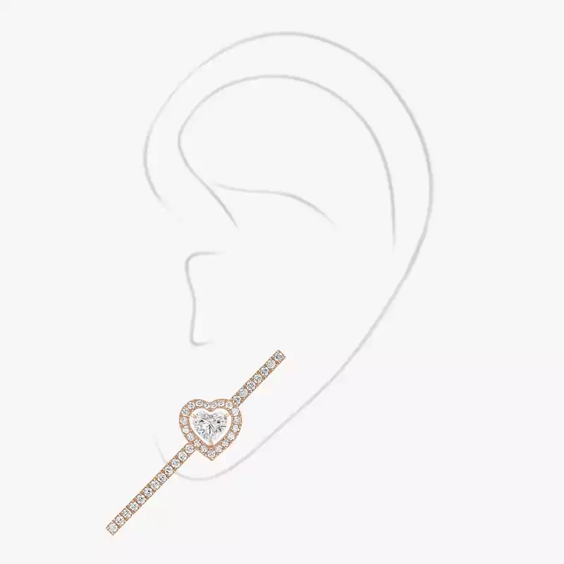Earrings For Her Pink Gold Diamond Joy cœur 0.15-carat single diamond pavé earring 11433-PG