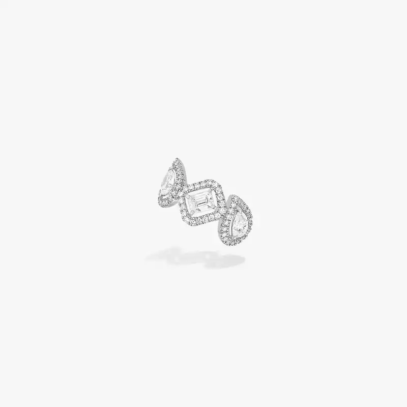 My Twin Mono Earring Middle 4x0.10ct White Gold For Her Diamond Earrings 10026-WG