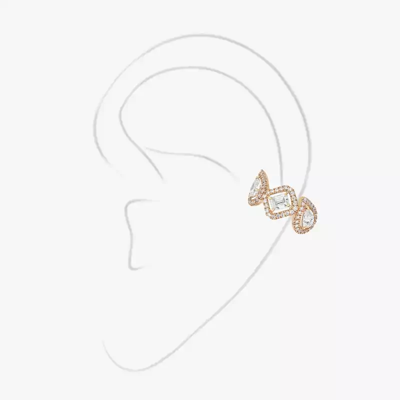My Twin Mono Earring Middle 4x0.10ct Pink Gold For Her Diamond Earrings 10026-PG