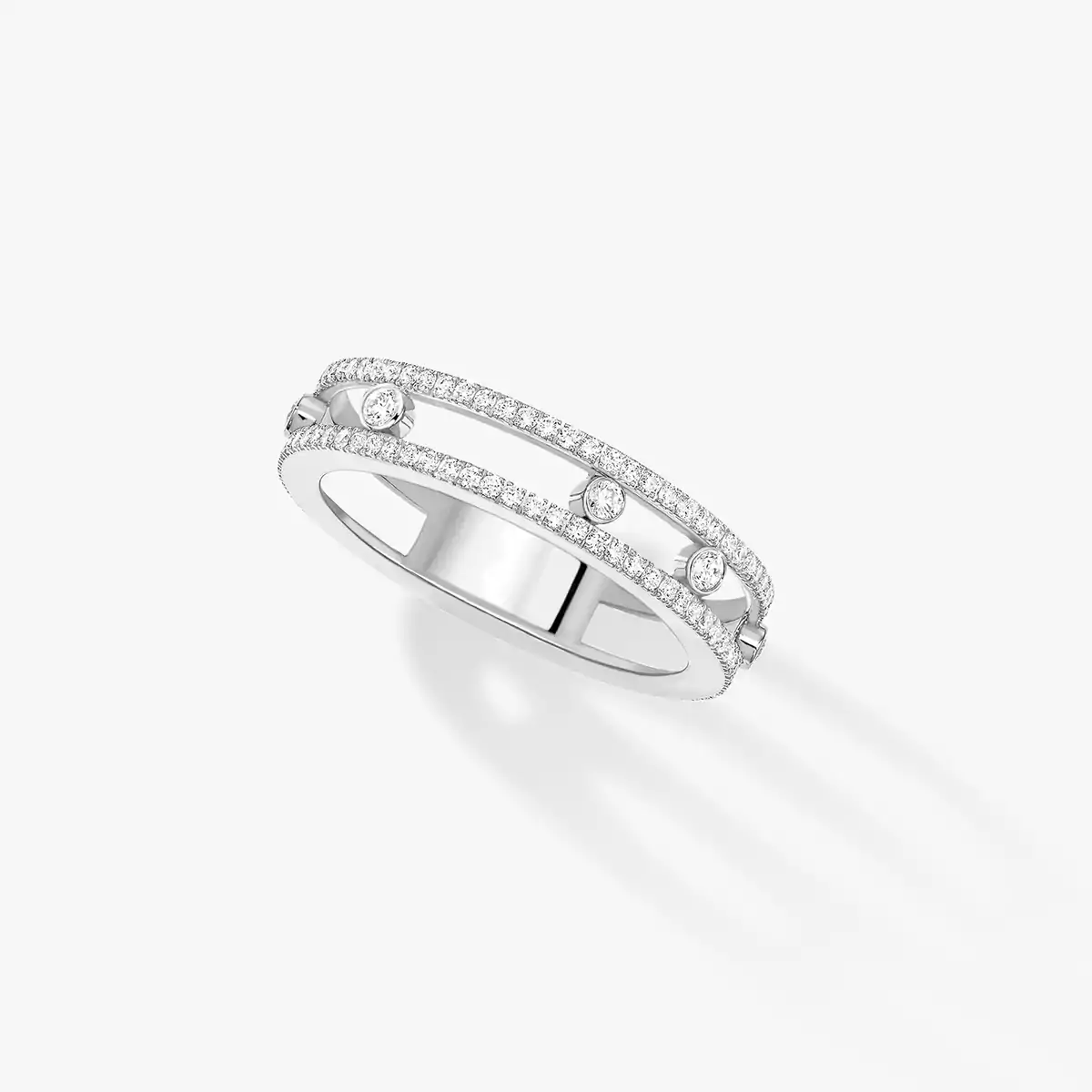 خاتم امرأة ذهب أبيض الماس خاتم خطوبة Move Romane 07080-WG