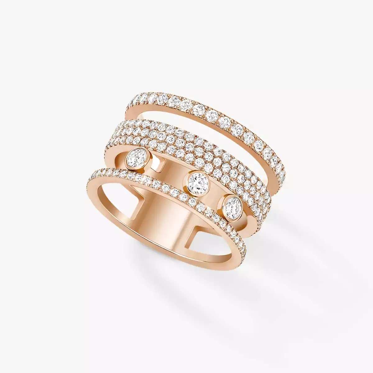 Move Romane LM Pavé  Pink Gold For Her Diamond Ring 07205-PG