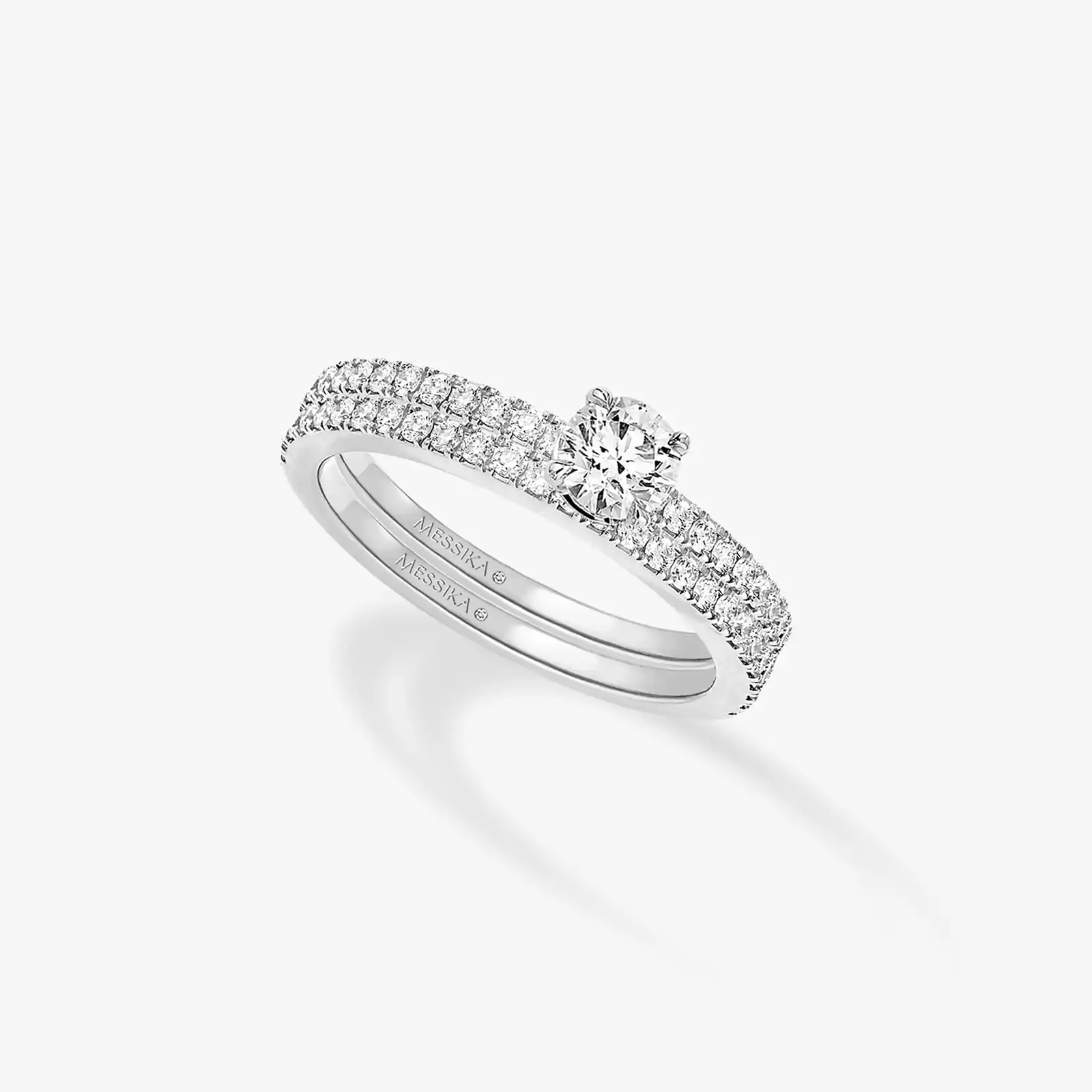 خاتم امرأة ذهب أبيض الماس Alliance Duo Solitaire 08288-WG