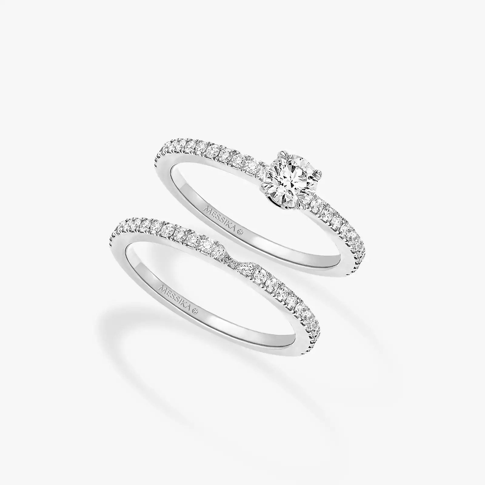 خاتم امرأة ذهب أبيض الماس Alliance Duo Solitaire 08288-WG