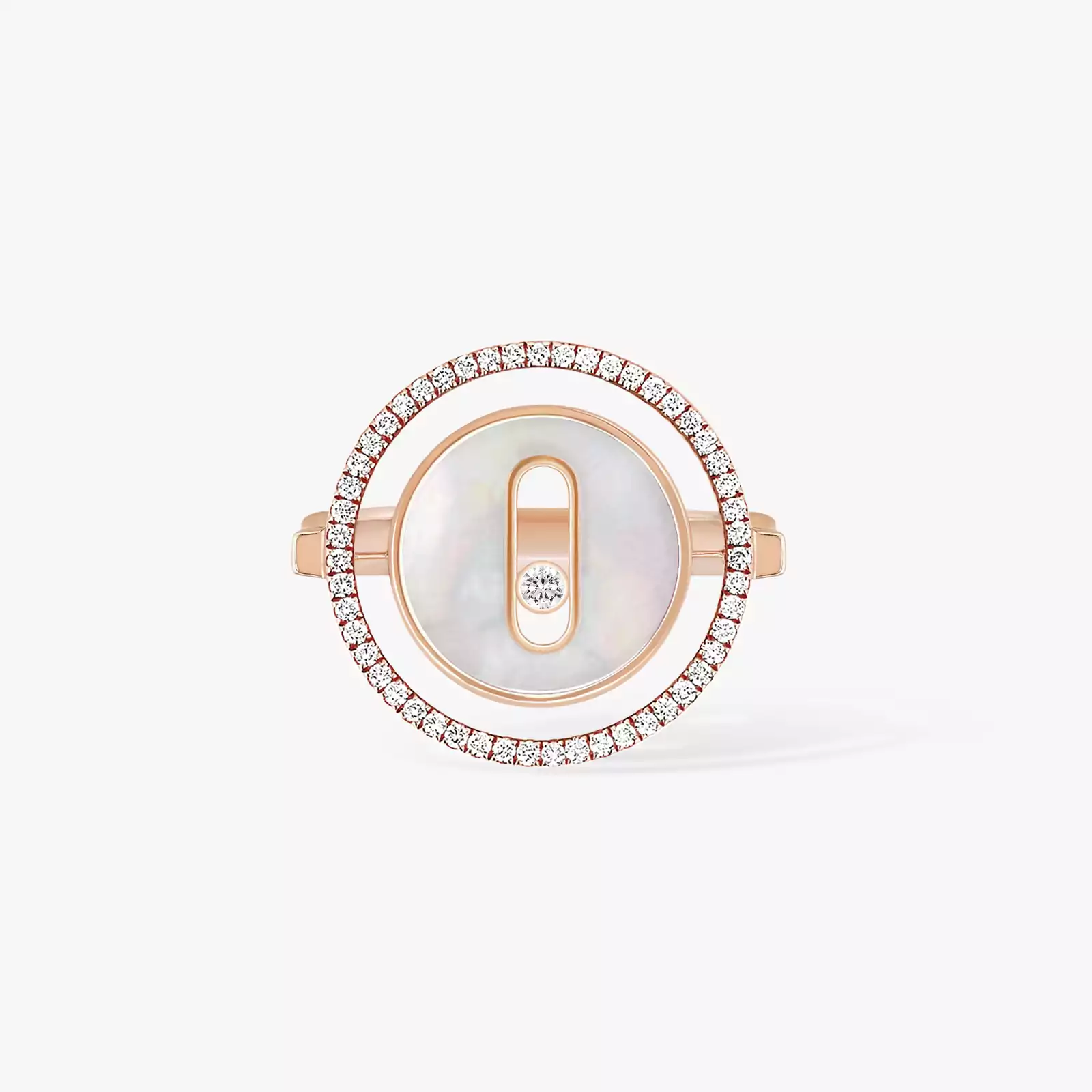 Lucky Move SM White Mother-of-Pearl Pink Gold For Her Diamond Ring 11952-PG