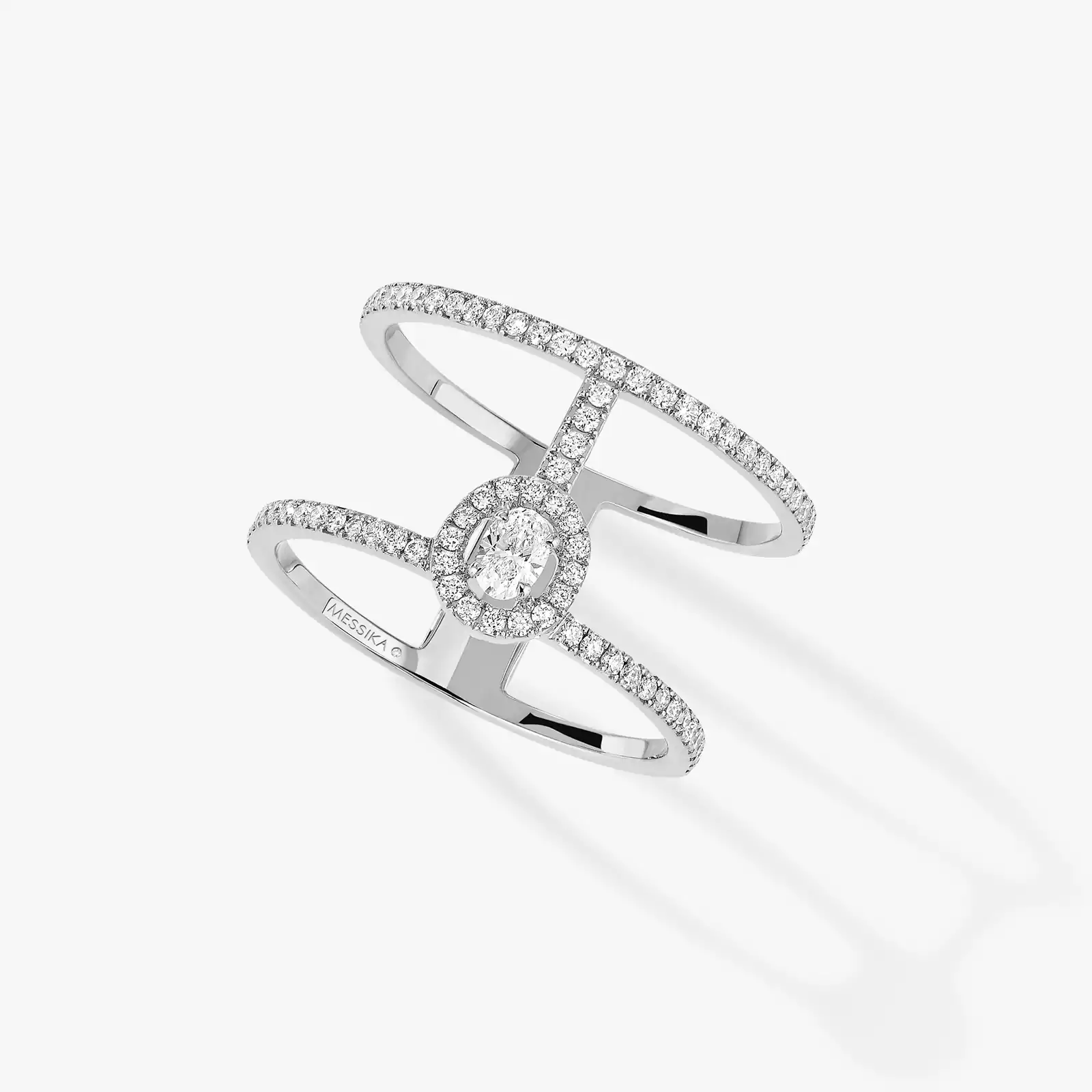 Ring For Her White Gold Diamond Glam'Azone 2 Rows Pavé 05237-WG
