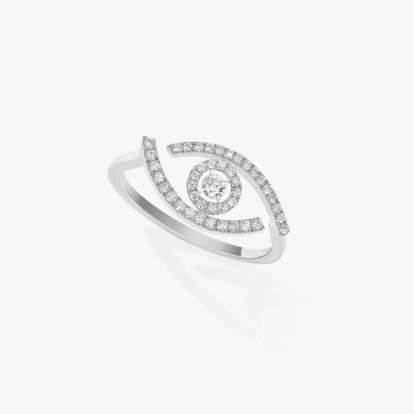 Bague Femme Or Blanc Diamant Lucky Eye Pavée 10037-WG