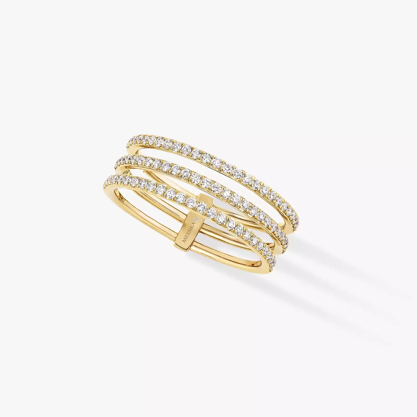 Ring For Her Yellow Gold Diamond Gatsby 3 Rows 05439-YG