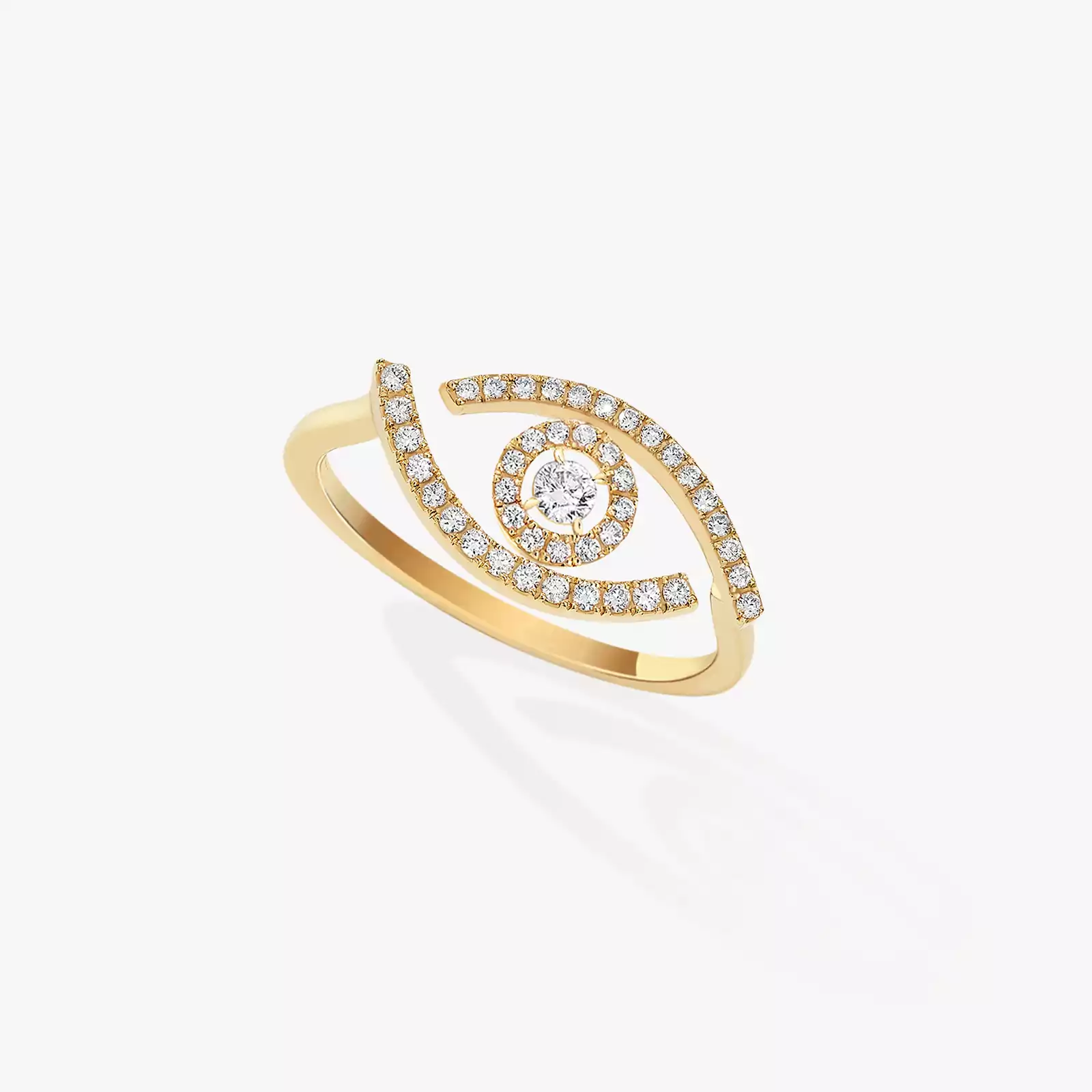 Кольцо Для нее Желтое золото Бриллиантами Кольцо Lucky Eye с бриллиантовым паве 10037-YG