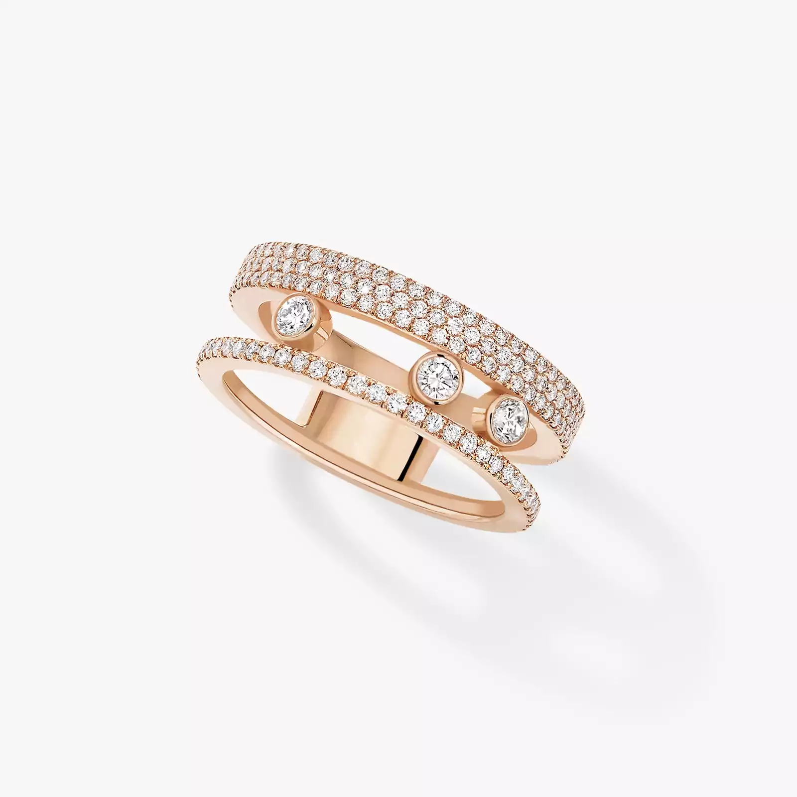 Кольцо Для нее Розовое золото Бриллиантами Move Romane Pavée  07128-PG
