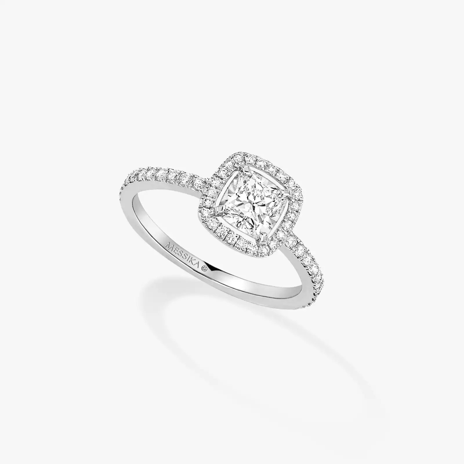  M-Love Solitaire Cushion Cut  White Gold For Her Diamond Ring 08008-WG