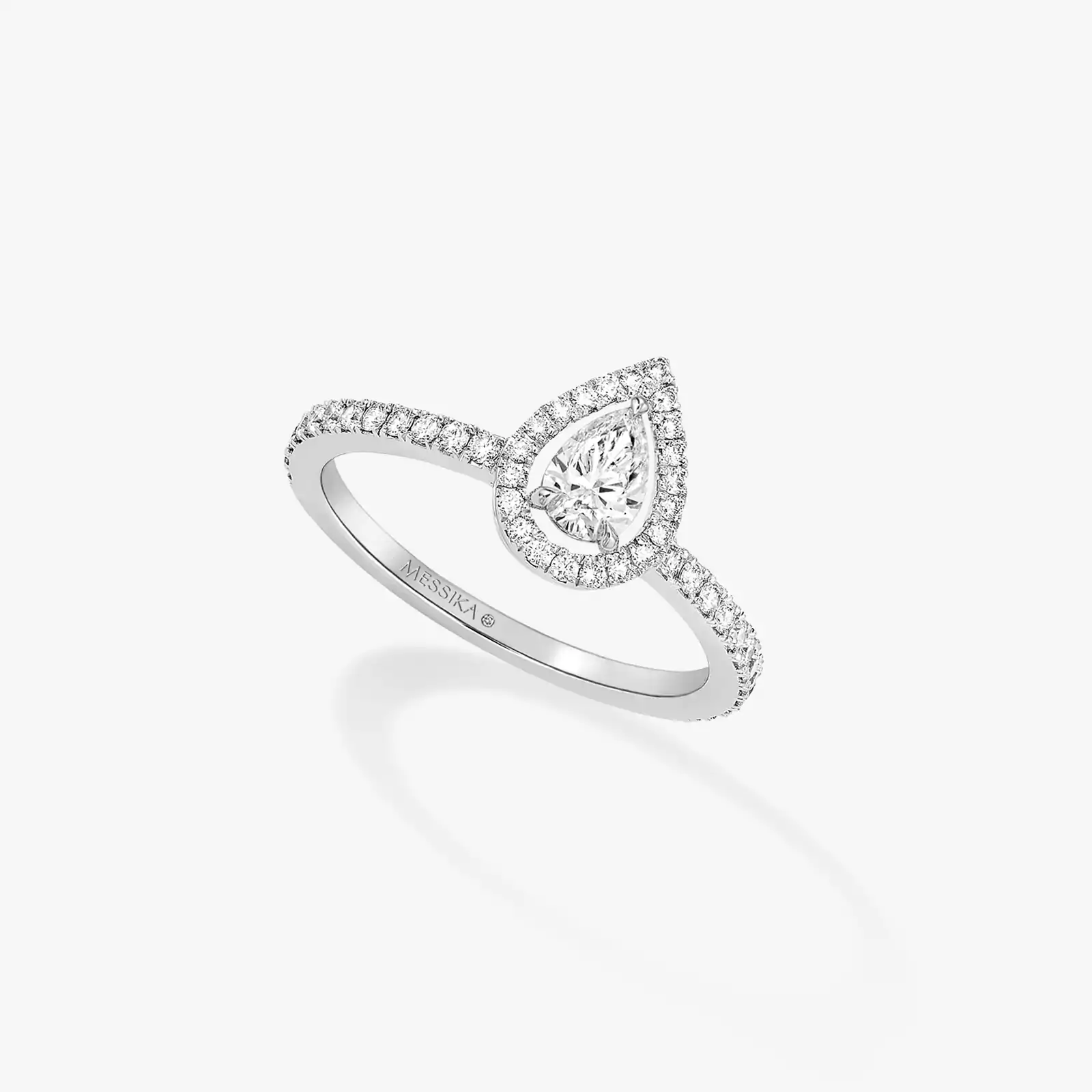 M-Love Solitaire Pear Cut  White Gold For Her Diamond Ring 08004-WG