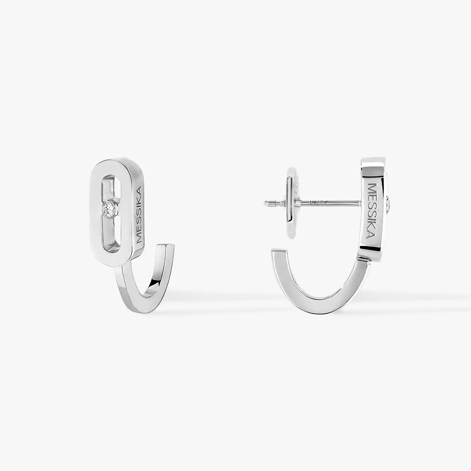 Move Uno Mini Hoops  White Gold For Her Diamond Earrings 10050-WG
