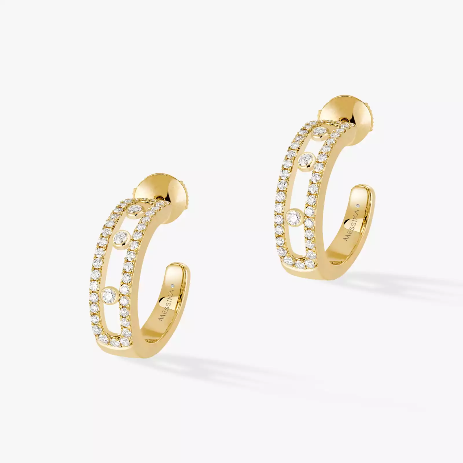 Move Pavé Hoop Yellow Gold For Her Diamond Earrings 04993-YG