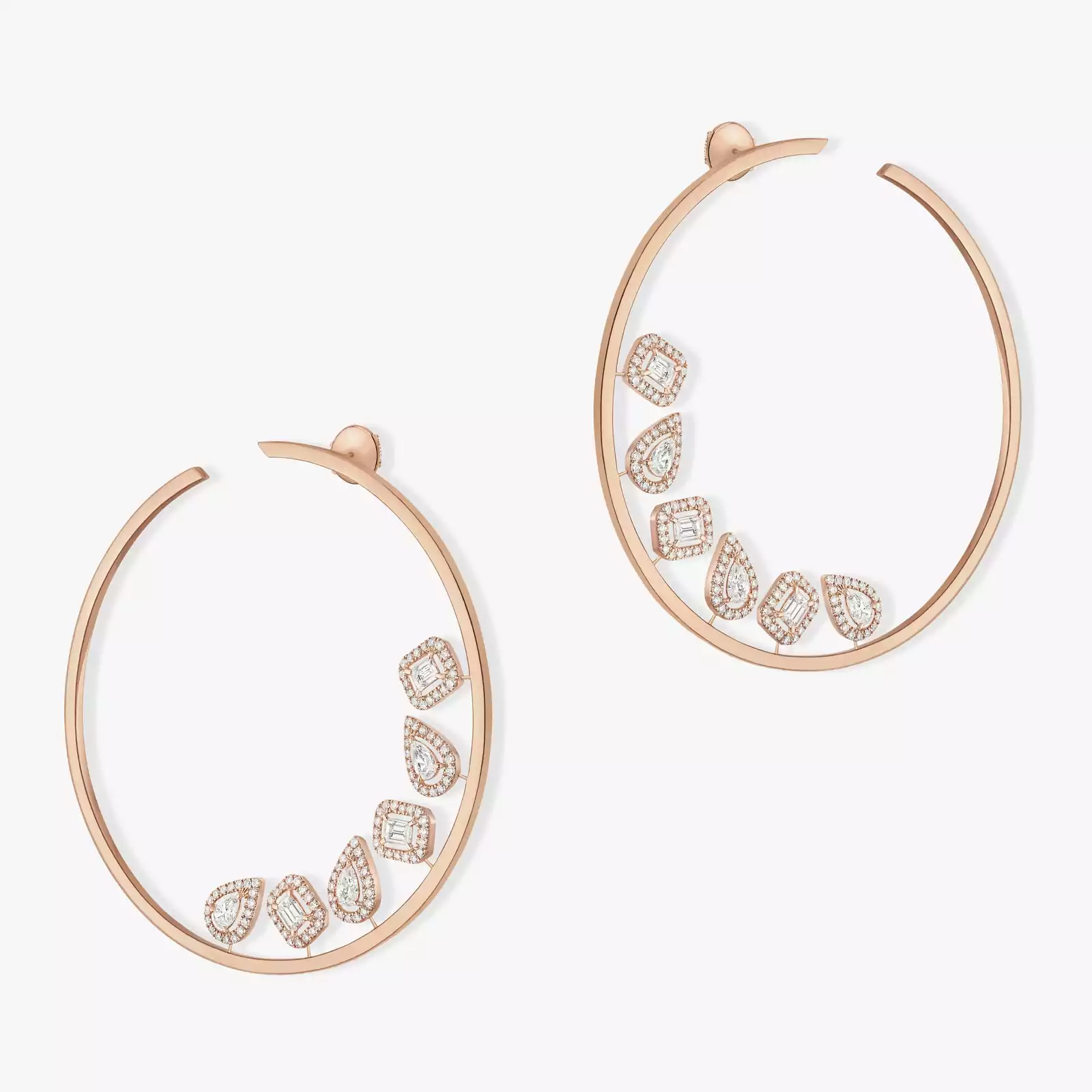 Earrings For Her Pink Gold Diamond My Twin XXL hoops 11734-PG