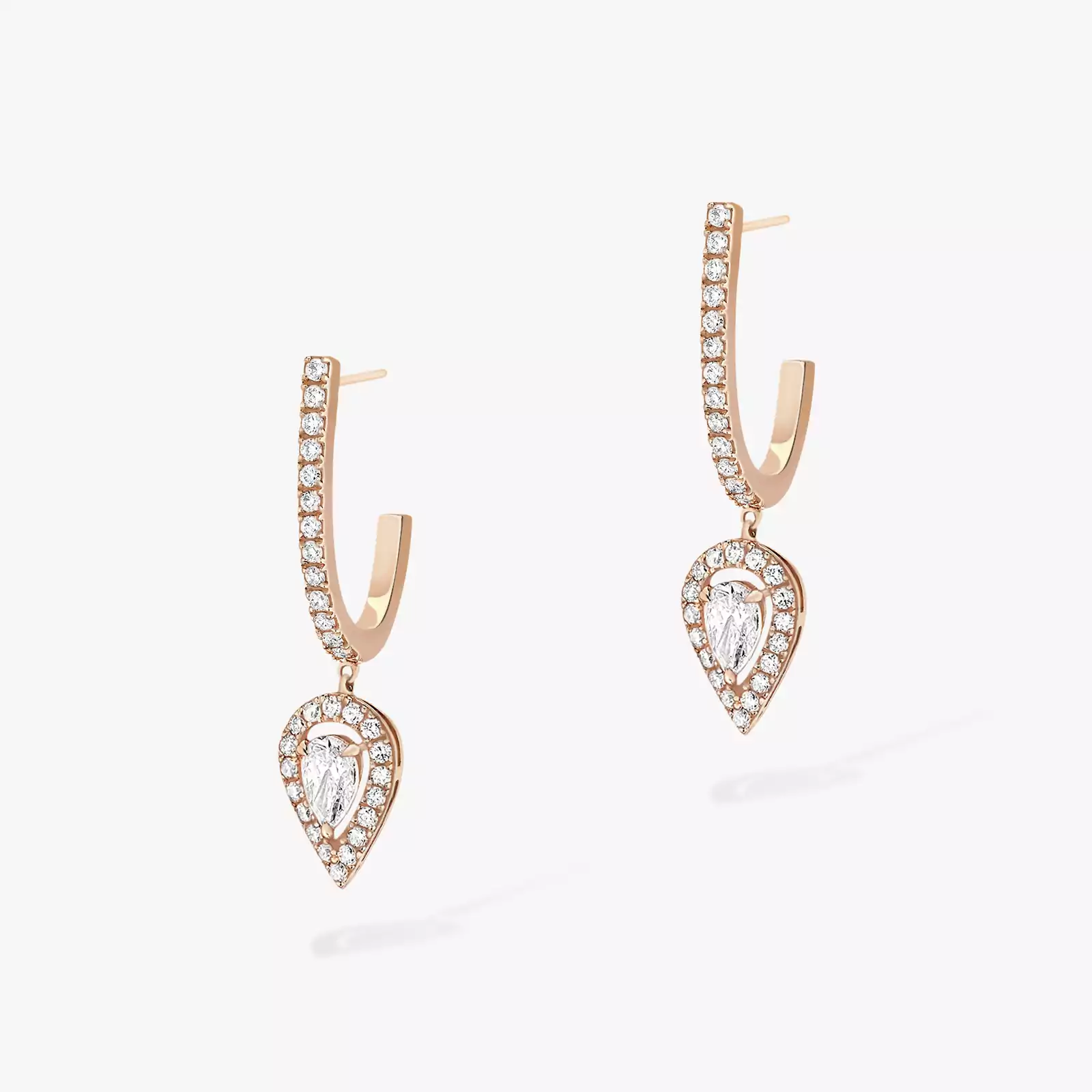 Joy Hoop Earrings Pear Diamond 2x0.10ct Pink Gold For Her Diamond Earrings 07480-PG